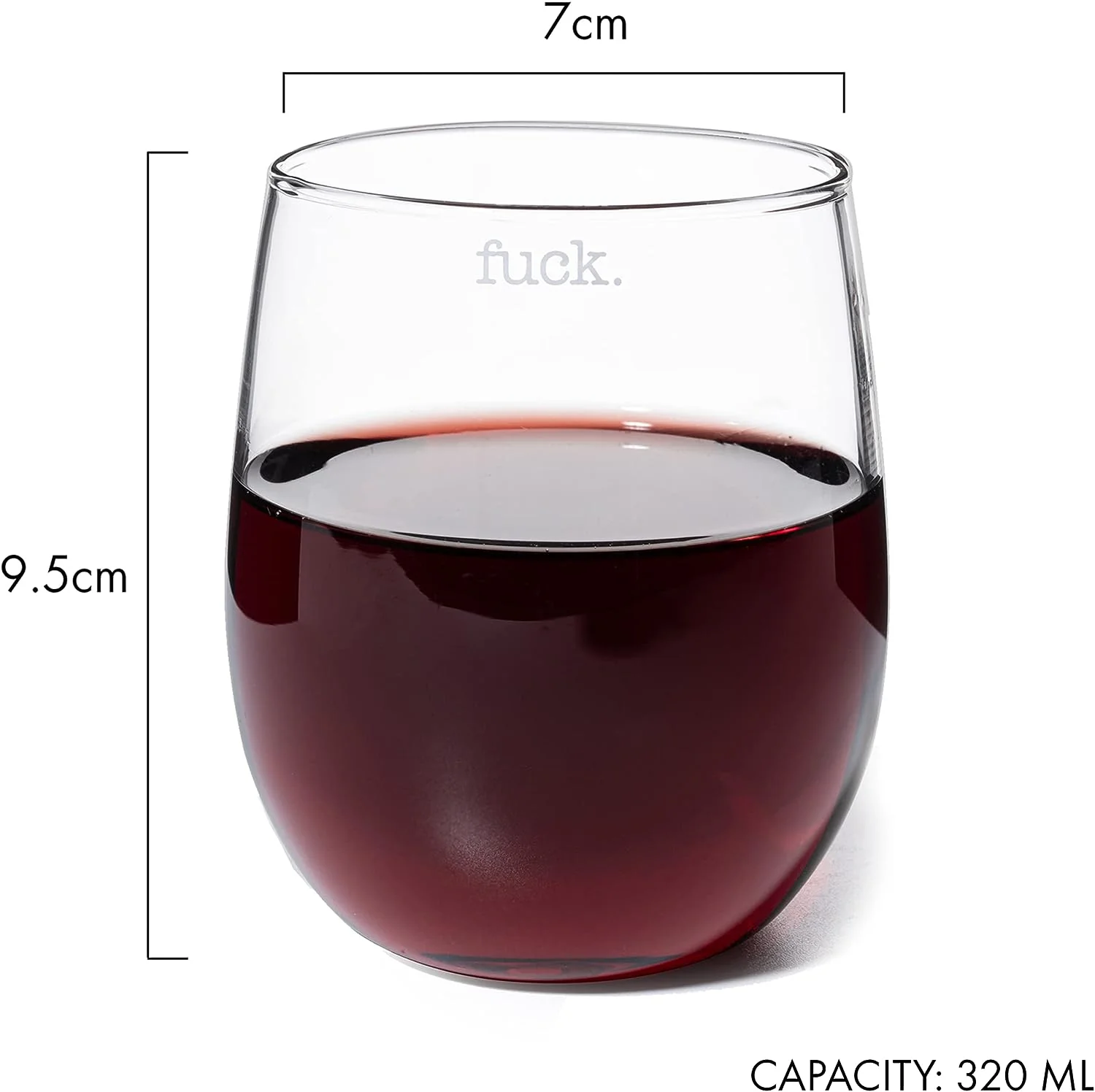 F*CK Wine Glass Single Set, Large 11 oz Glasses (Stemless) - Keen Glass Solutions