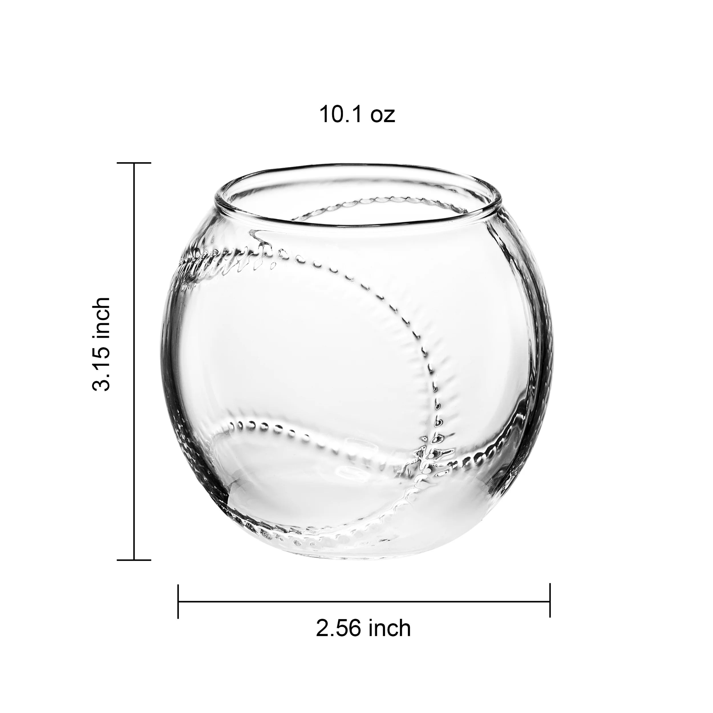 Baseball Round Whiskey Glasses | 10oz Whiskey Glass Set of 4 - Keen Glass Solutions