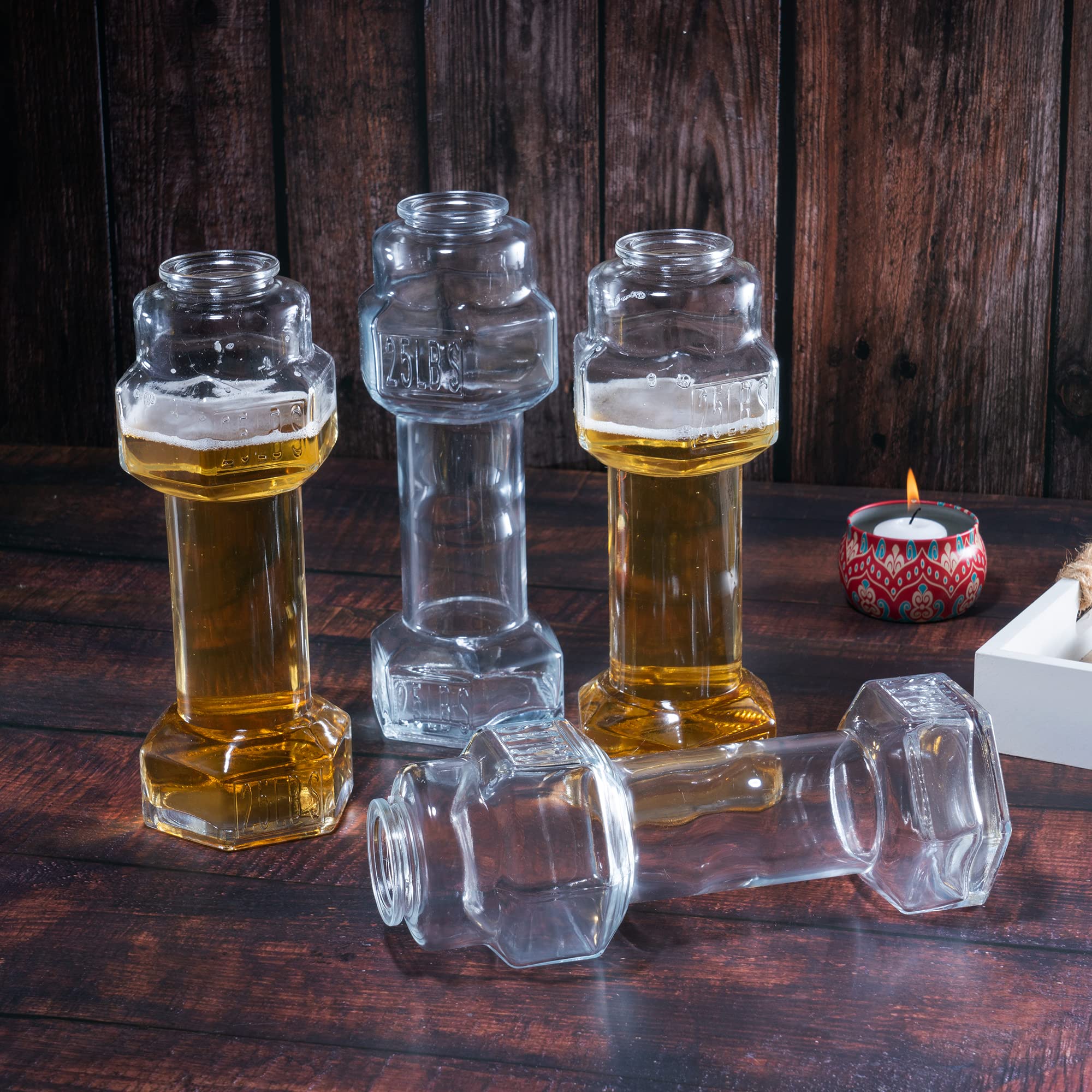 The Wine Savant 2-Set, Dumbbell Beer & Whiskey Glasses, Giant Lifting Beers 26oz Glass - Keen Glass Solutions