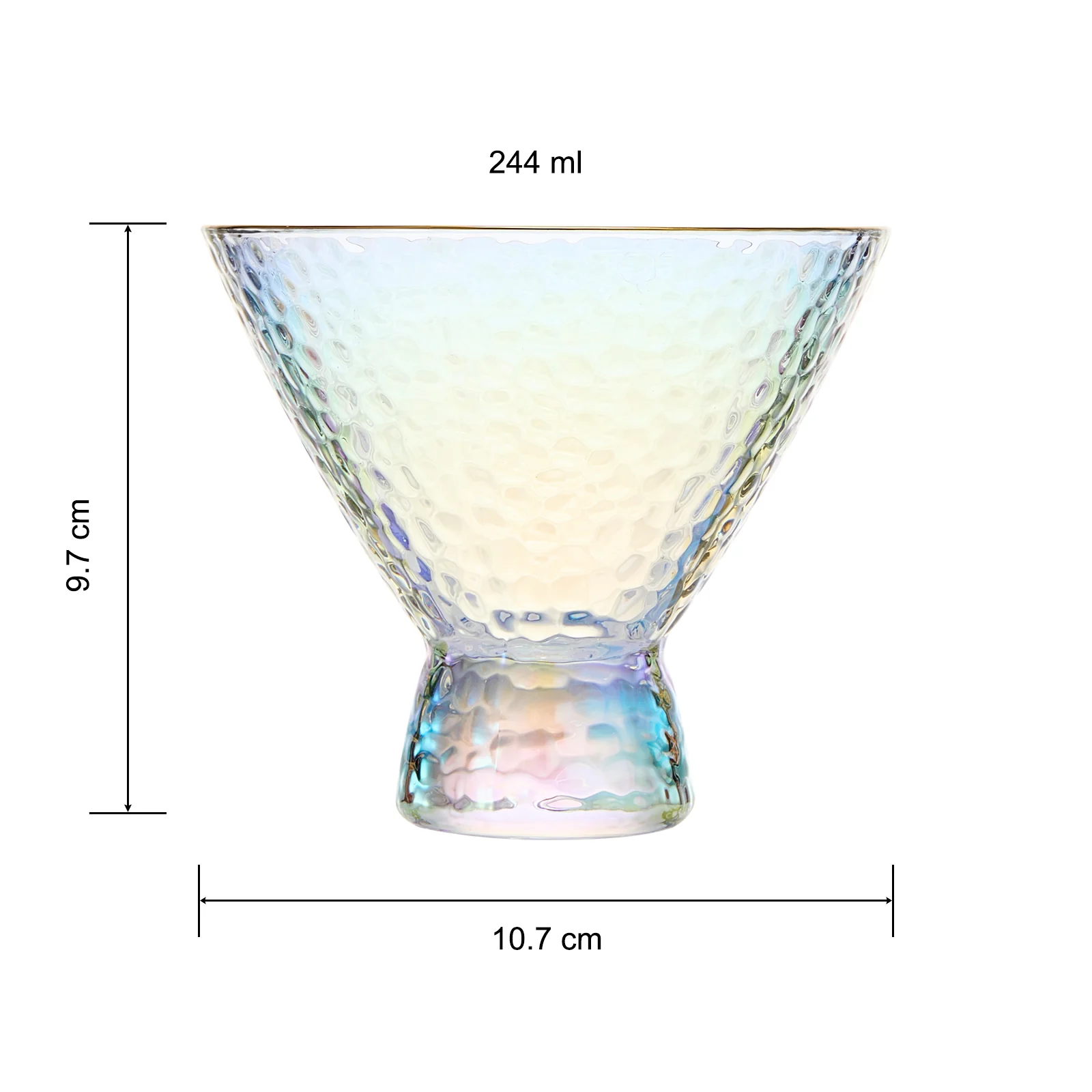 Iridescent Lustered Stemless Martini Glasses Set of 2 - Keen Glass Solutions