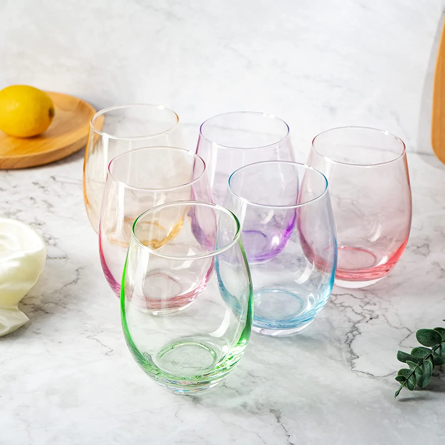 Colored Wine Glass Set, Large 12 oz Glasses Set of 6 - Keen Glass Solutions