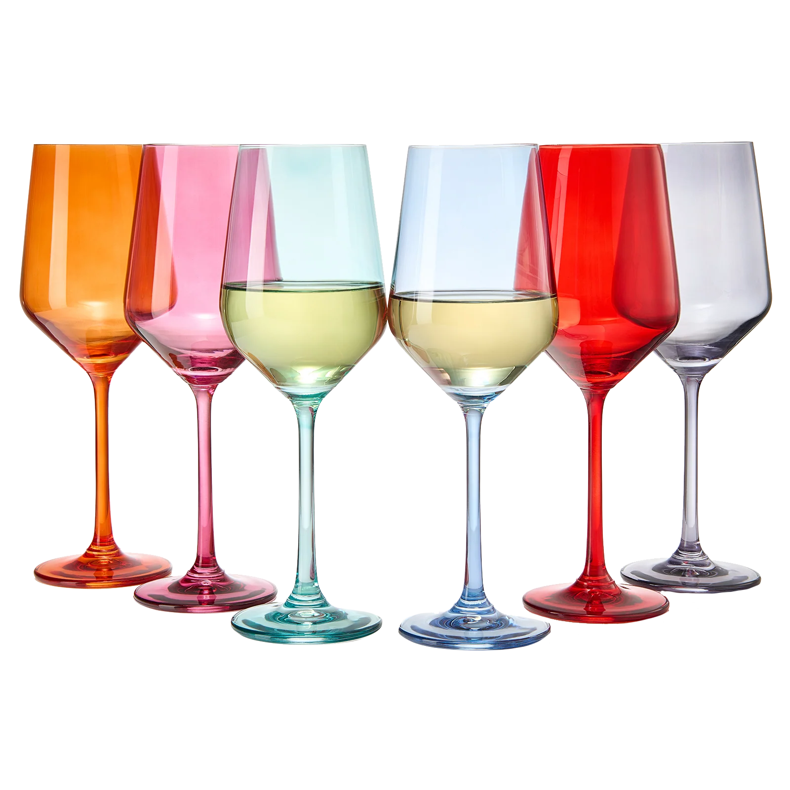 Colored Wine Glass Set, Large 12 oz Glasses Set of 6 - Keen Glass Solutions