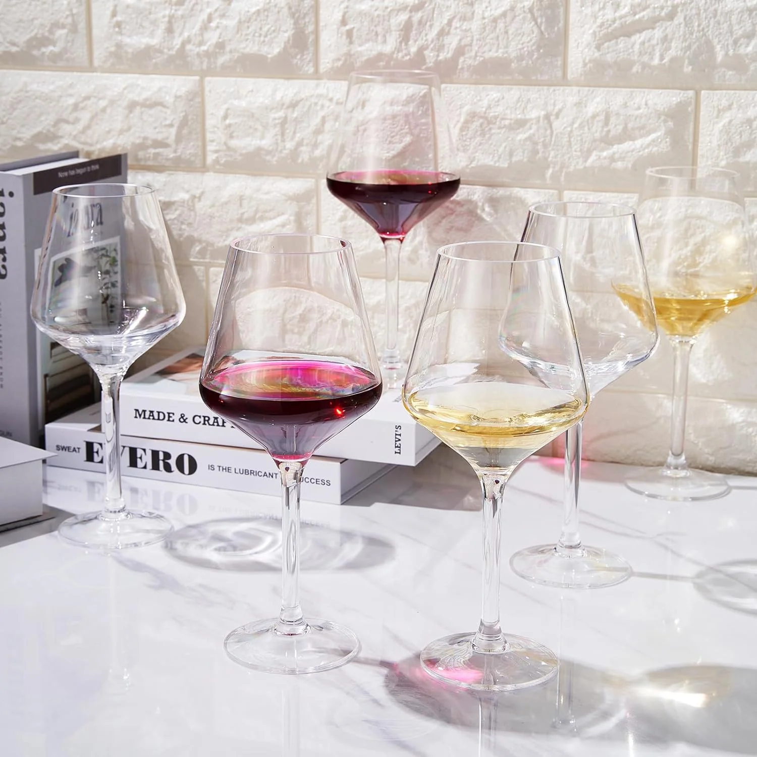 Unbreakable Stemmed Wine Glasses, Tritan Acrylic | Set of 6, (18oz) - Keen Glass Solutions