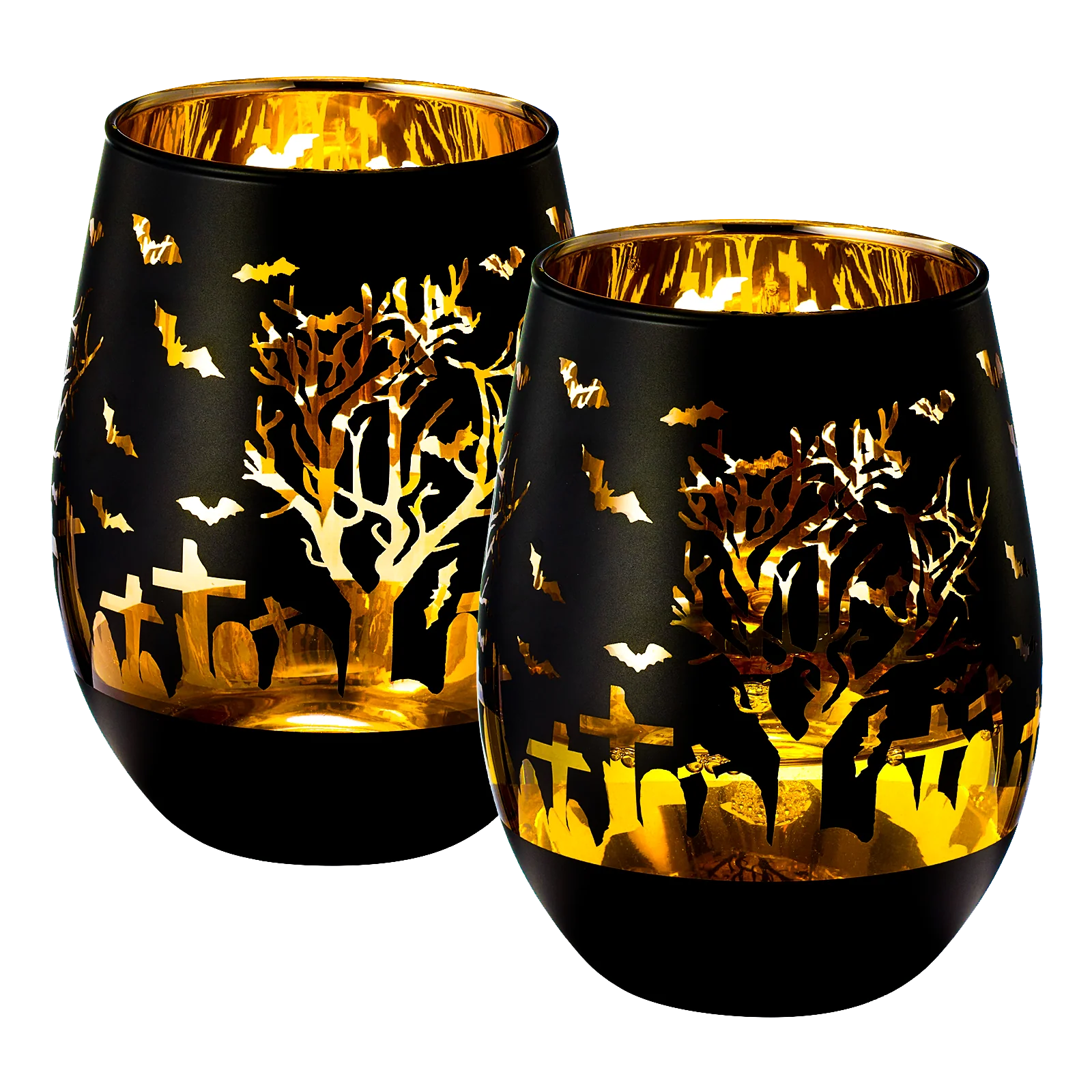 Crystal Halloween Stemless Wine Glass - Set of 2 - Keen Glass Solutions