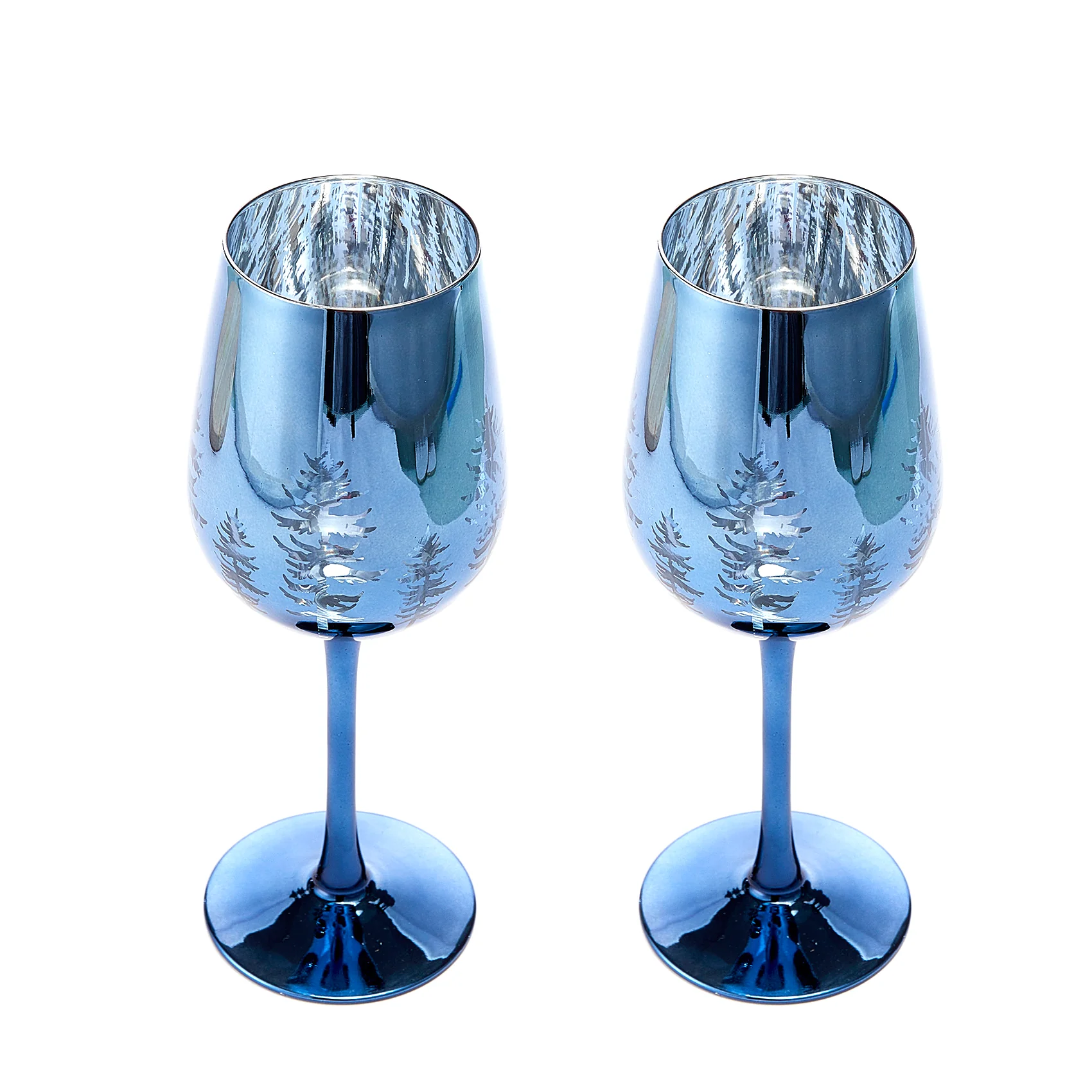 Crystal Christmas Tree Stemmed Wine & Water Glasses - Set of 2 - Keen Glass Solutions