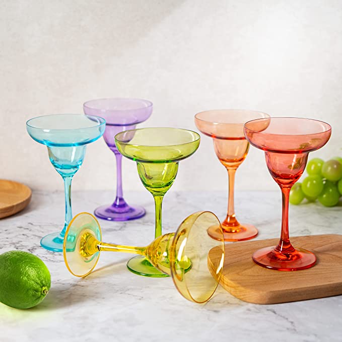 The Wine Savant Hand Blown Colorful Margarita (Set of 6) - Keen Glass Solutions