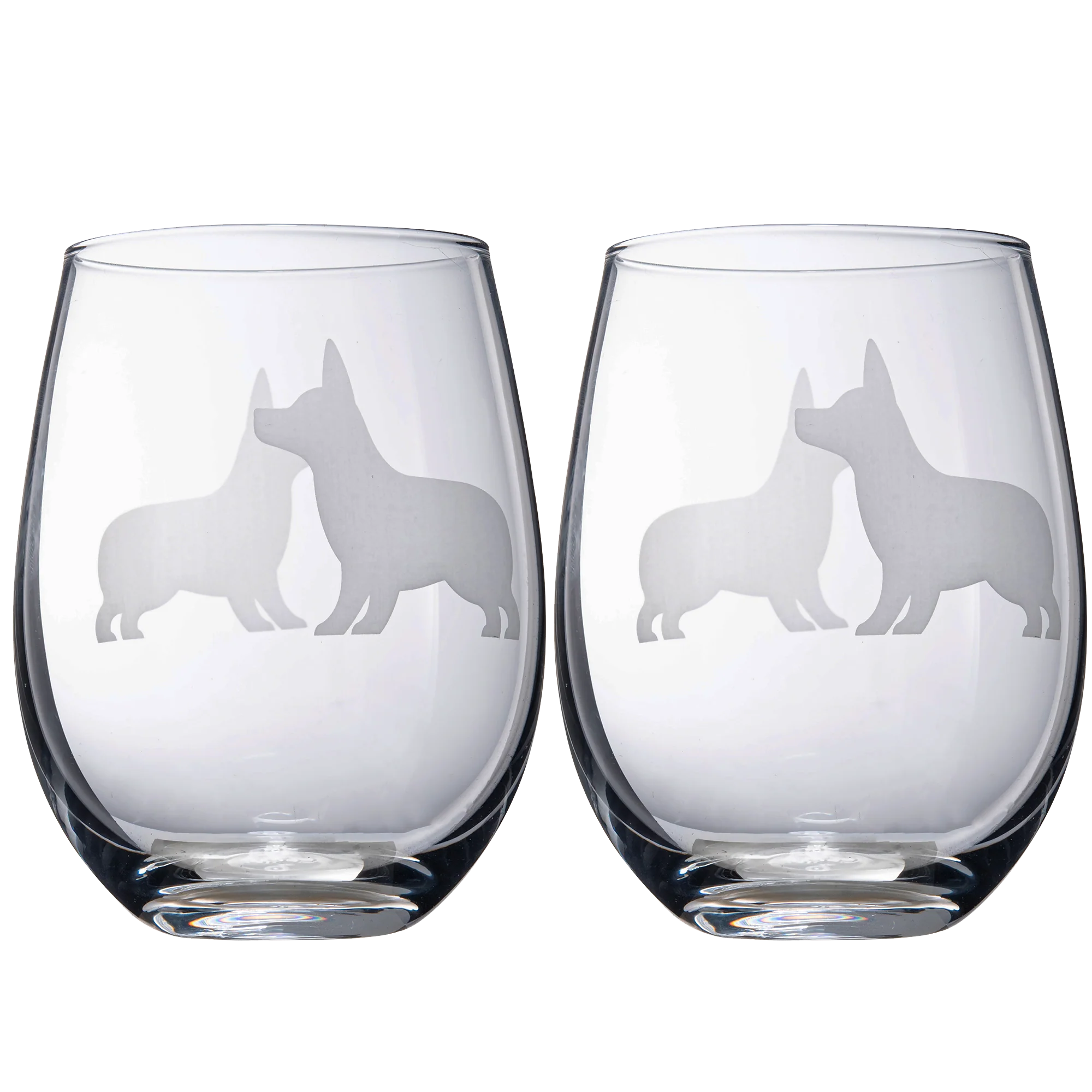 Stemless Wine Glasses Set of 2 (Corgi) - Keen Glass Solutions
