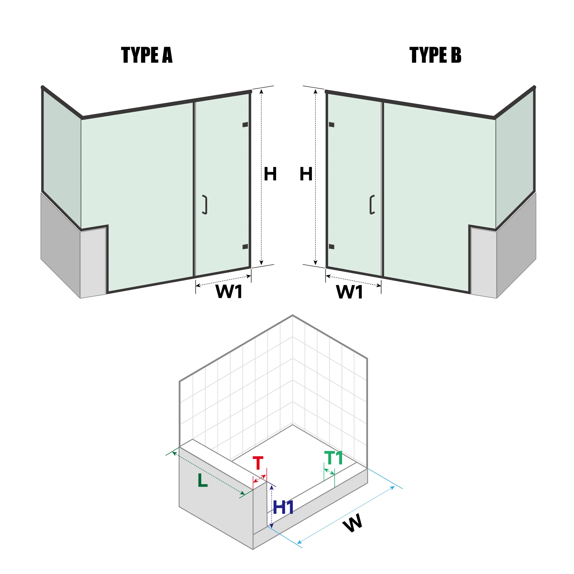 Customize Framed Shower Enclosure - P07-01 with 1/4