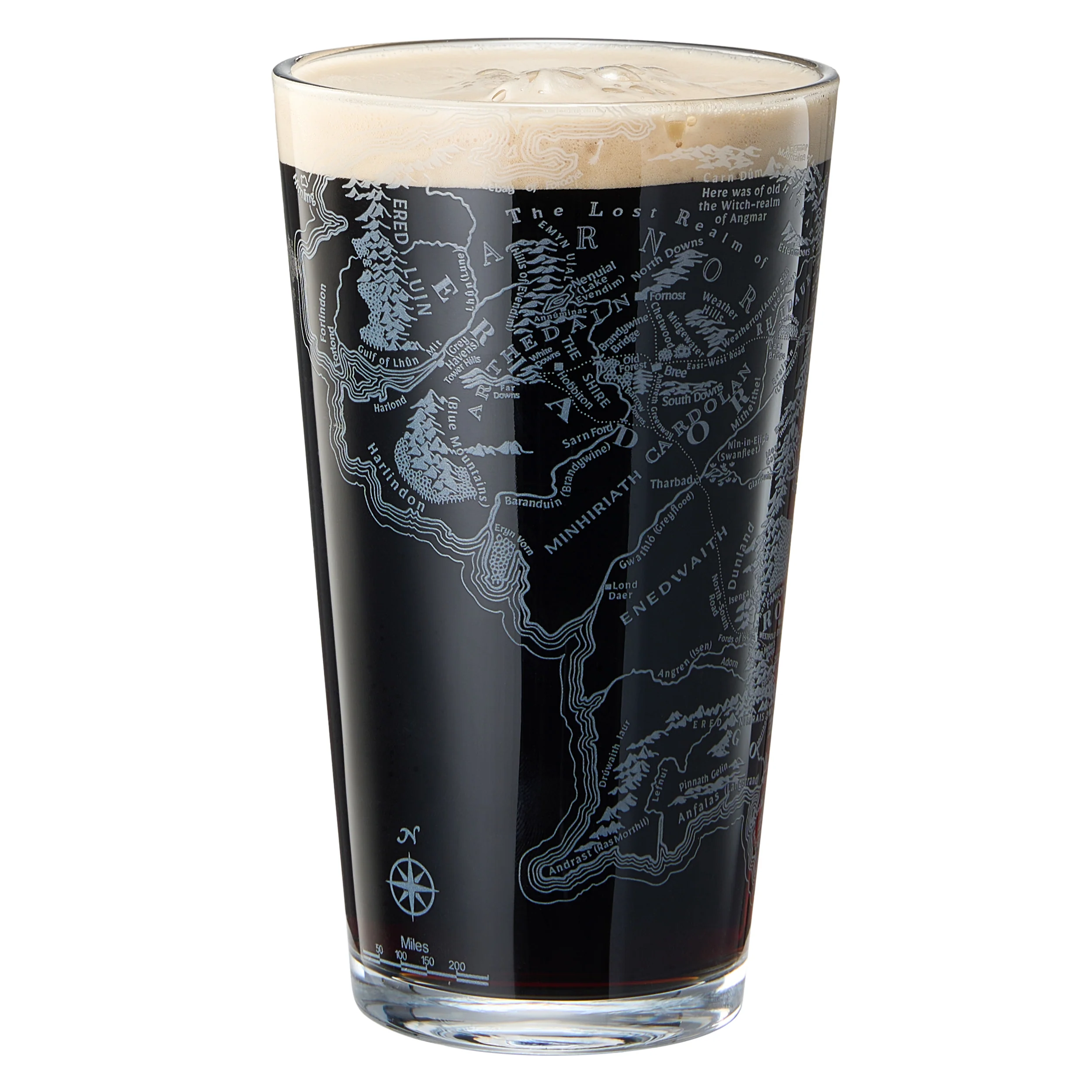 LOTR Middle Earth Map Beer Glass - 15 OZ Middle-Earth - Keen Glass Solutions
