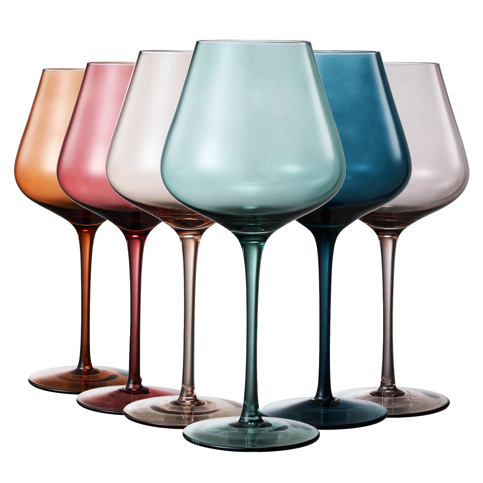 Colored Crystal Wine Glass Set of 6 - Large 20 oz (Pastel) - Keen Glass Solutions