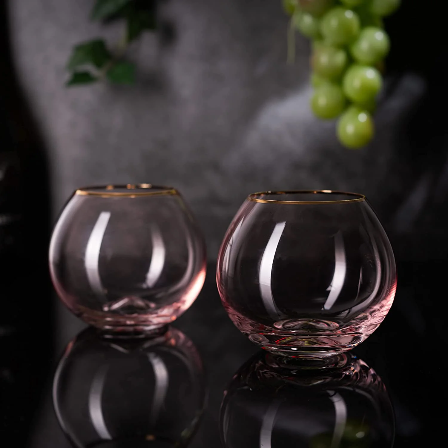Colored Blush Pink & Gilded Rim Wine Glass, 18oz Glasses 2 - Keen Glass Solutions