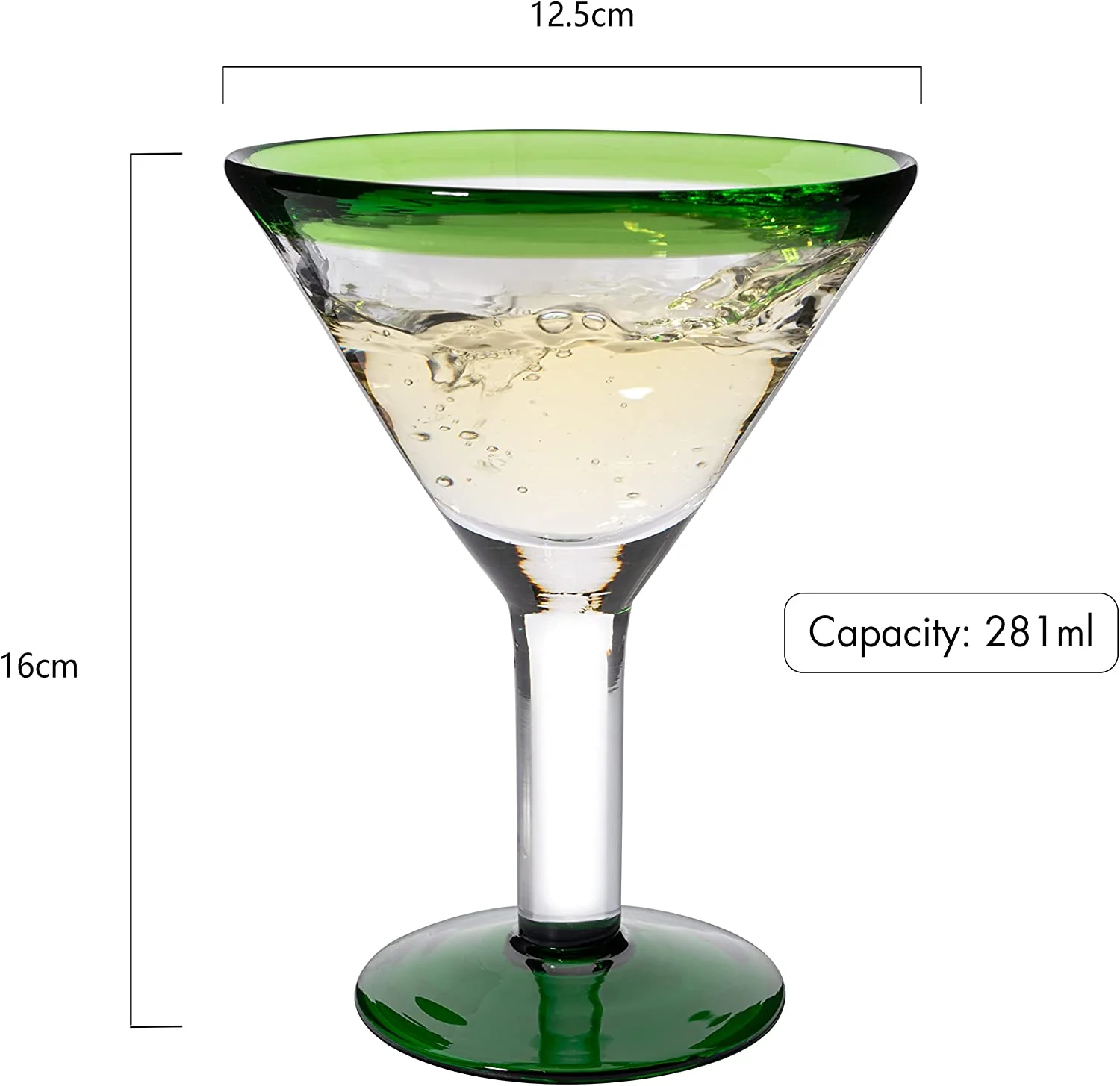 Mexican Hand Blown Martini & Margarita Glasses - Set of 4-10oz - Keen Glass Solutions