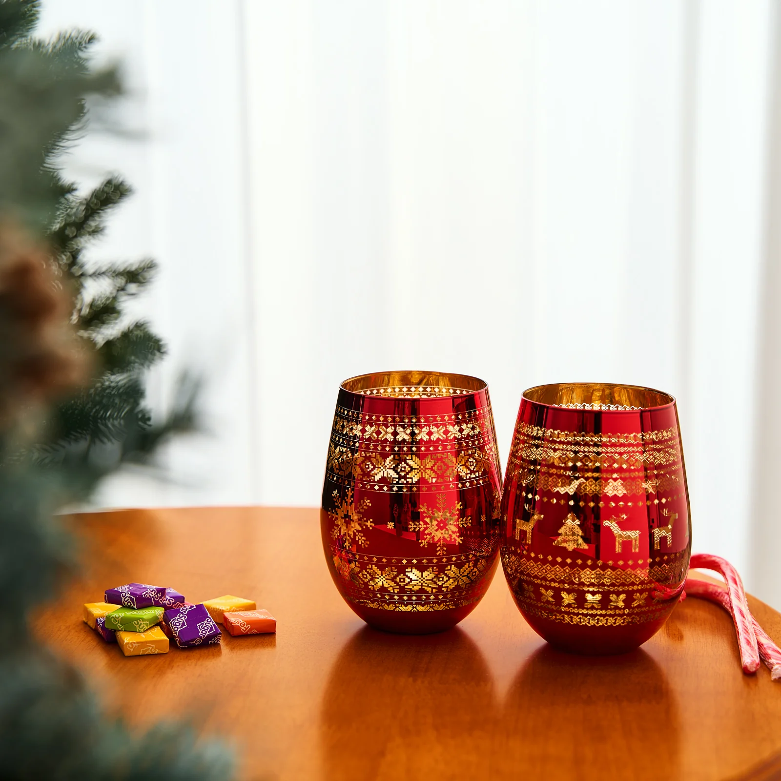 Crystal Christmas Tree Wine & Water Glasses - Set of 2 - Keen Glass Solutions