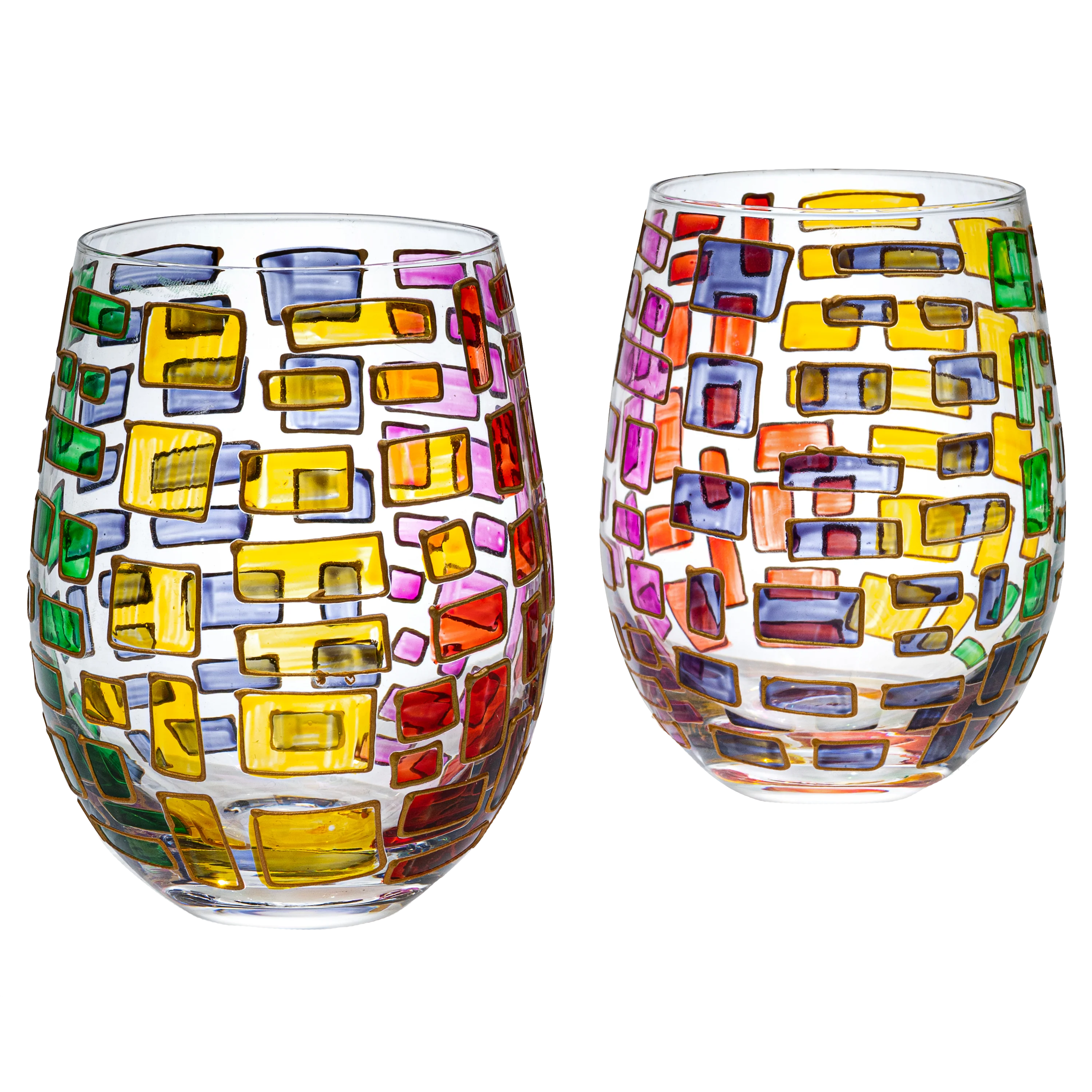 Renaissance Stained Glass Windows, (Stemless Wine Glasses) - Keen Glass Solutions
