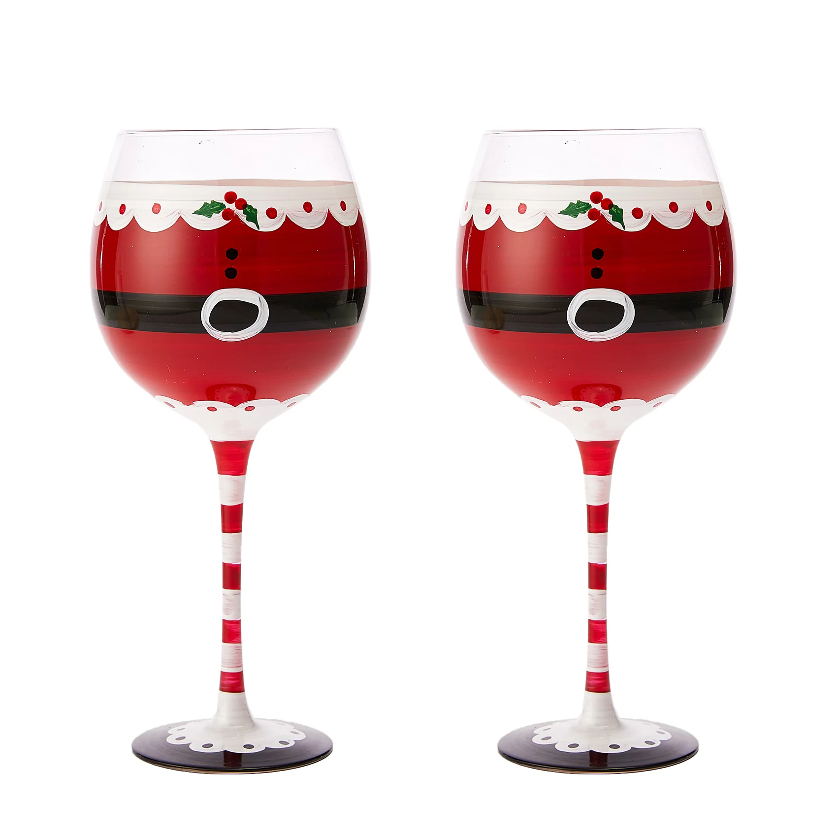 Santa's Elf Stemmed Wine & Water Glasses - Set of 2 - Keen Glass Solutions