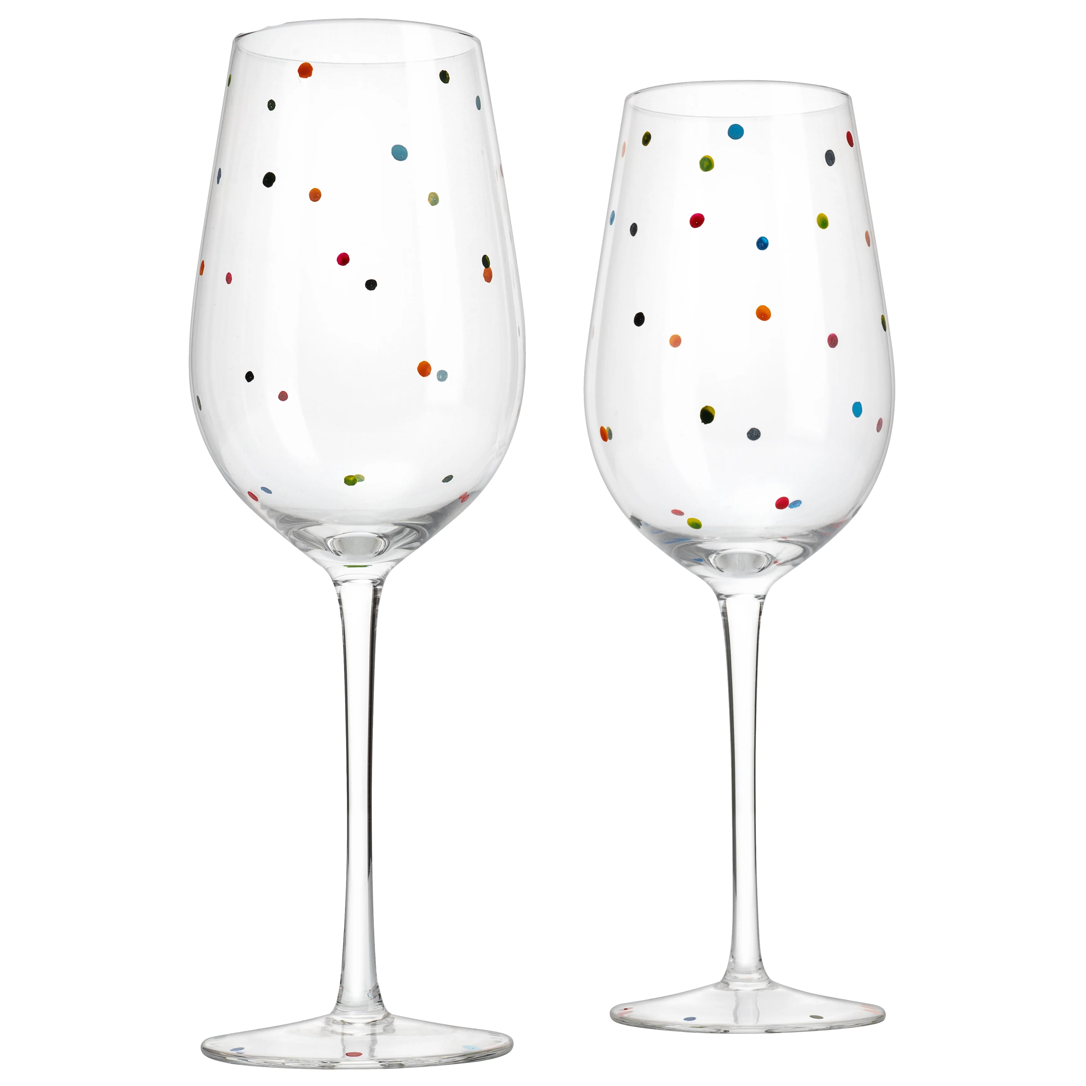 Polka Dot Stemmed Wine Glasses 16 Ounces Set of 2 - Keen Glass Solutions