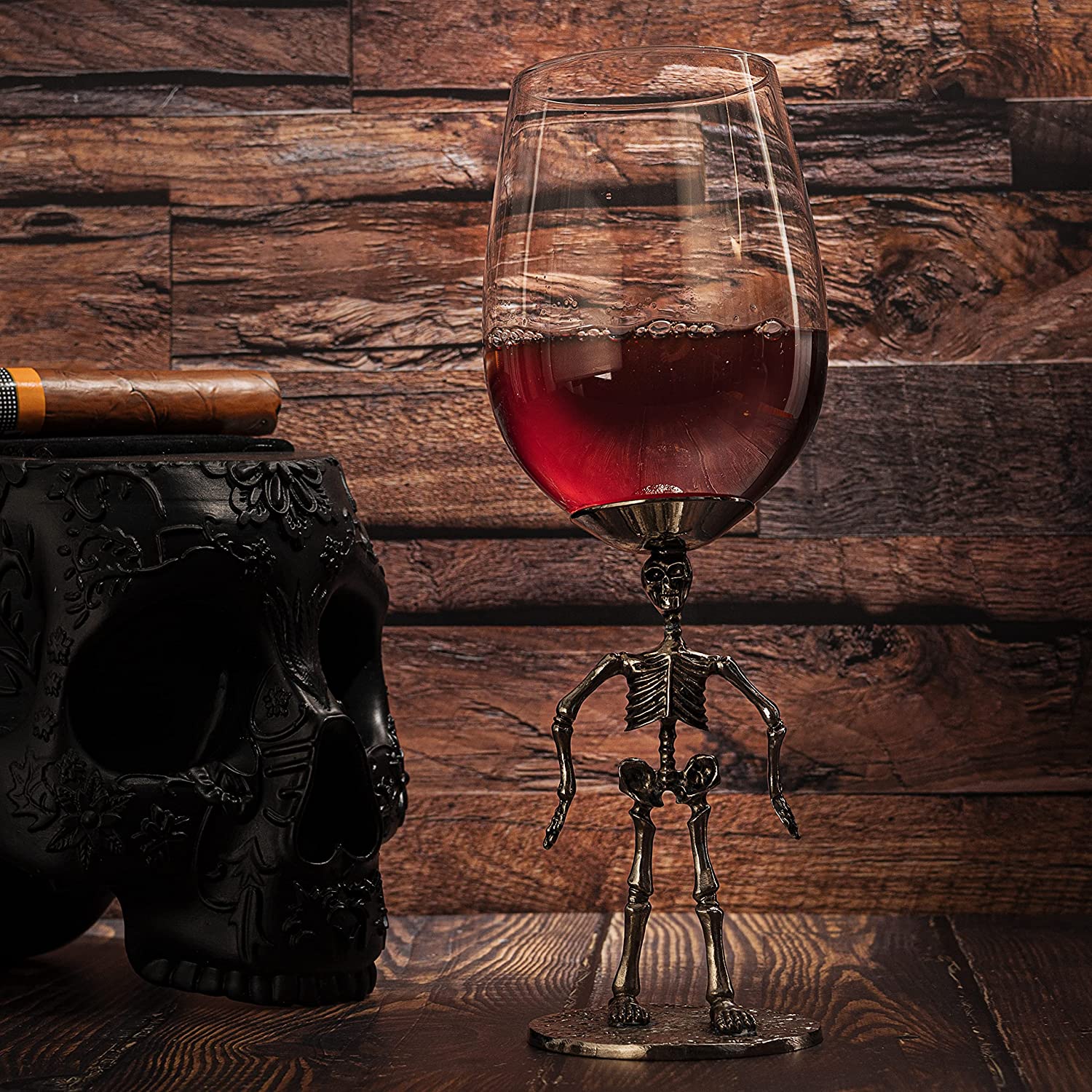 Stemmed Skeleton Wine Glass Set of 2 - Keen Glass Solutions