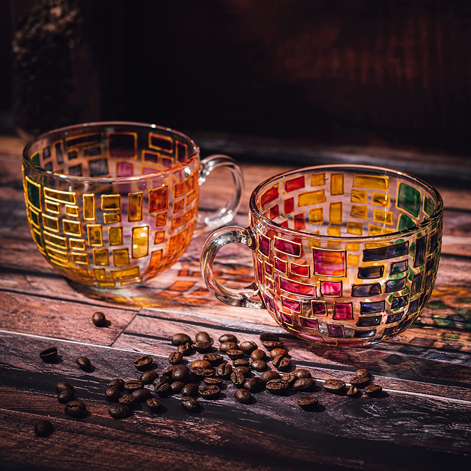 Renaissance Stained Glass Windows Mugs, Set of 2 - Keen Glass Solutions