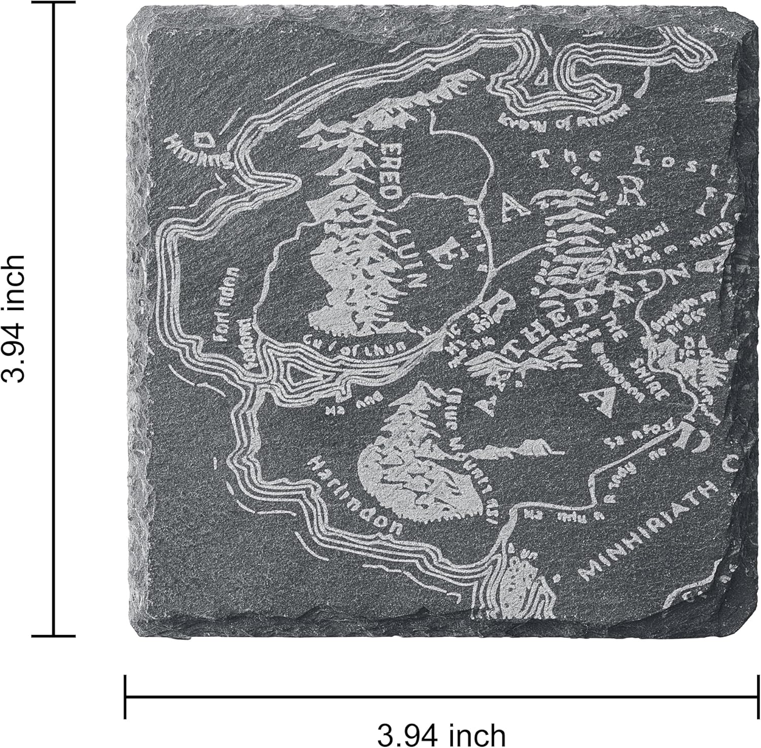 Middle Earth Map Coasters Set of 6 - Fantasy Slate Drink Coasters - Keen Glass Solutions